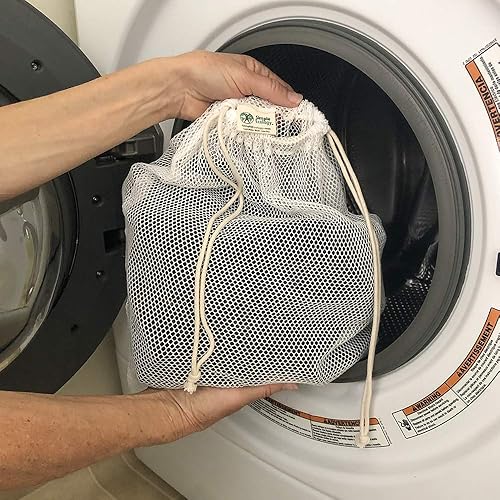 Miniatura 3 de Simple Ecology Bolsa de lavandería de malla de algodón orgánico bolsas de lavado a máquina para delicadas, lencería y prendas, paquete grande de 2