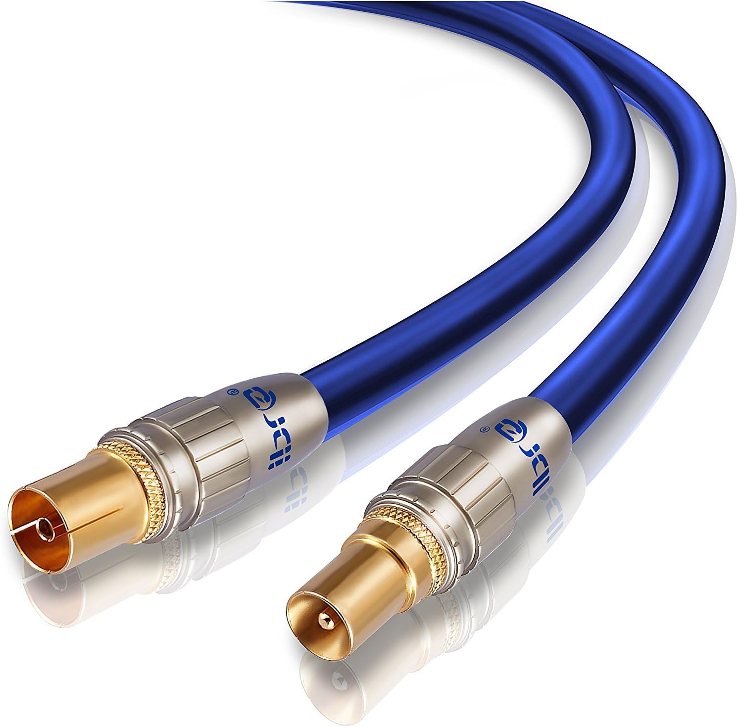0.5m HDTV Antenna Cable|TV Aerial Cable|Premium Coaxial Cable|Connectors: Coax Male to Coax Female|For UHF/RF/DVB-T/DVB-T2 TVs, VCRs, DVD players, DVRs, cable boxes and satellite| IBRA Blue Gold