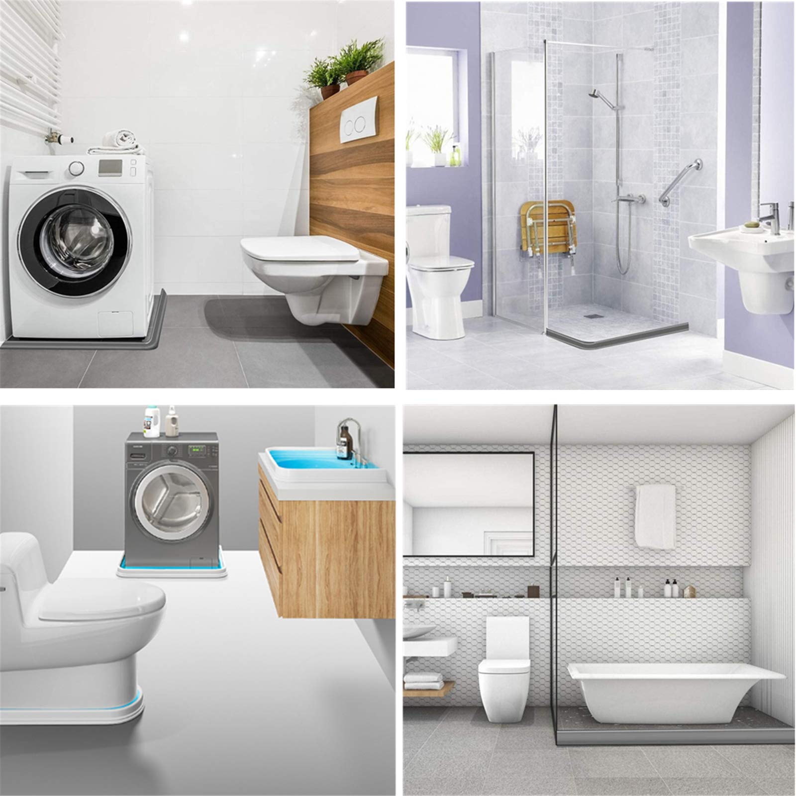 Junta de silicona impermeable para puerta de ducha para habitación húmeda y baño, 200 cm, autoadhesiva, flexible, evita el desbordamiento de agua, ideal para separación húmeda y seca