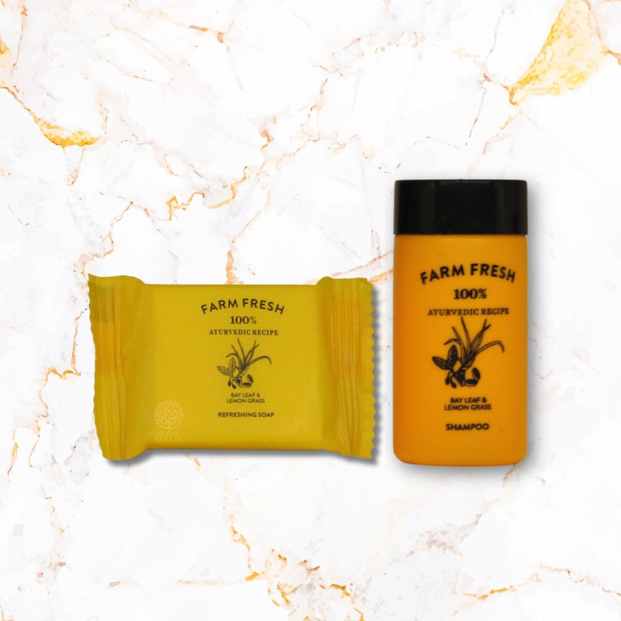 Farm Fresh Ayurvedic Hotel Toiletries Set | 72 Pieces | 25ml Lemongrass Shampoo & 15g Bay Leaf Soap | Natural | Eco-Friendly | Herbal Hotel Guest Amenities for Luxurious Skin & Hair Care-image-48