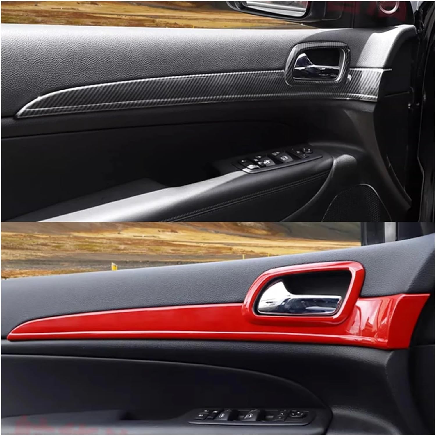 7Pcs/set Car Dashboard Interior Door Handle Panel Decoration Strips Trim Styling Compatible With Jeep Grand Cherokee 2011+ Moldings(Carbon Fiber Black)
