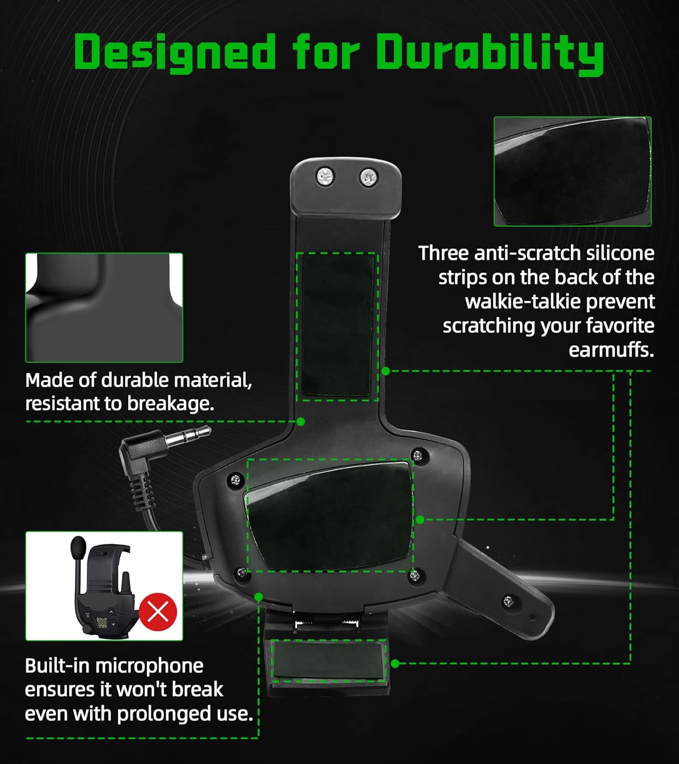 PROHEAR RH08 Walkie Talkie for Howard Leight Impact Sport Electronic Earmuffs, with Rechargeable Battery, Great Signal for Shooting Range Outdoors - 1 Pack,Black - Image 7