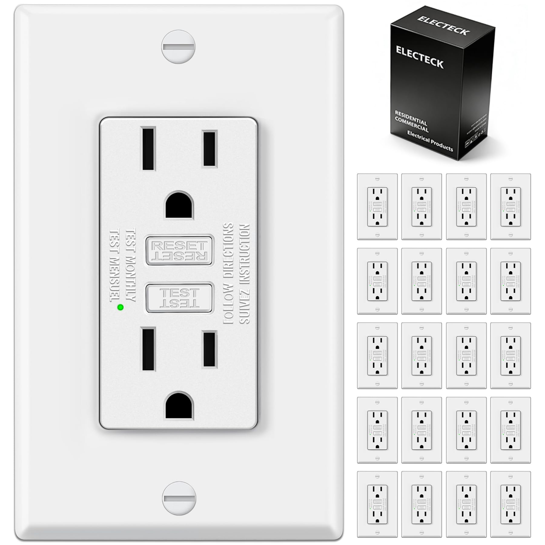 ELECTECK GFCI Outlets - 5 Pack, ETL Listed -10
