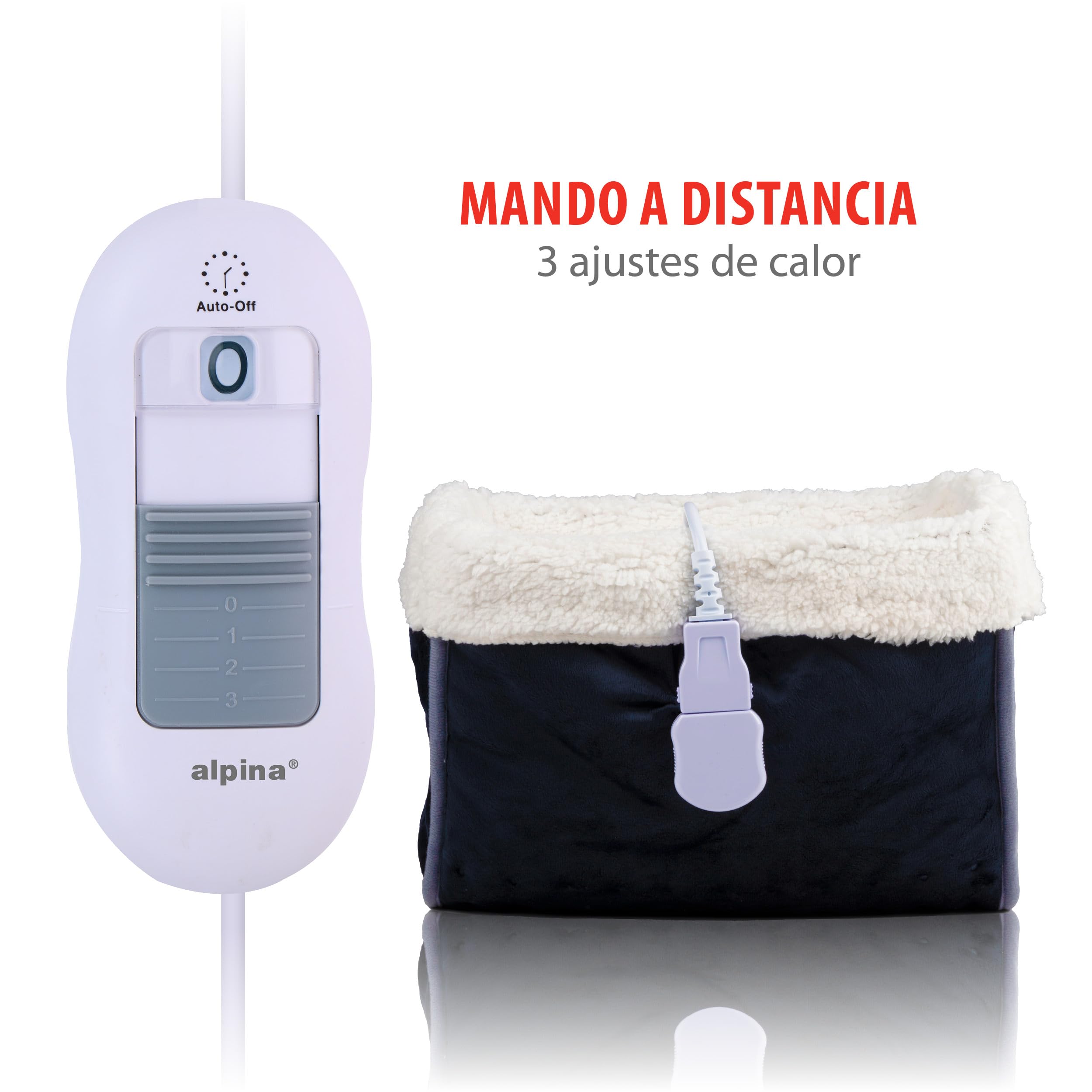 alpina Calentador de Pies Eléctrico - Calentador de Pies para el Cuidado de Los Pies - Cojin Caliuenta Pies - Calentador de Pies Lavable - 3 Niveles de Calor - Gris