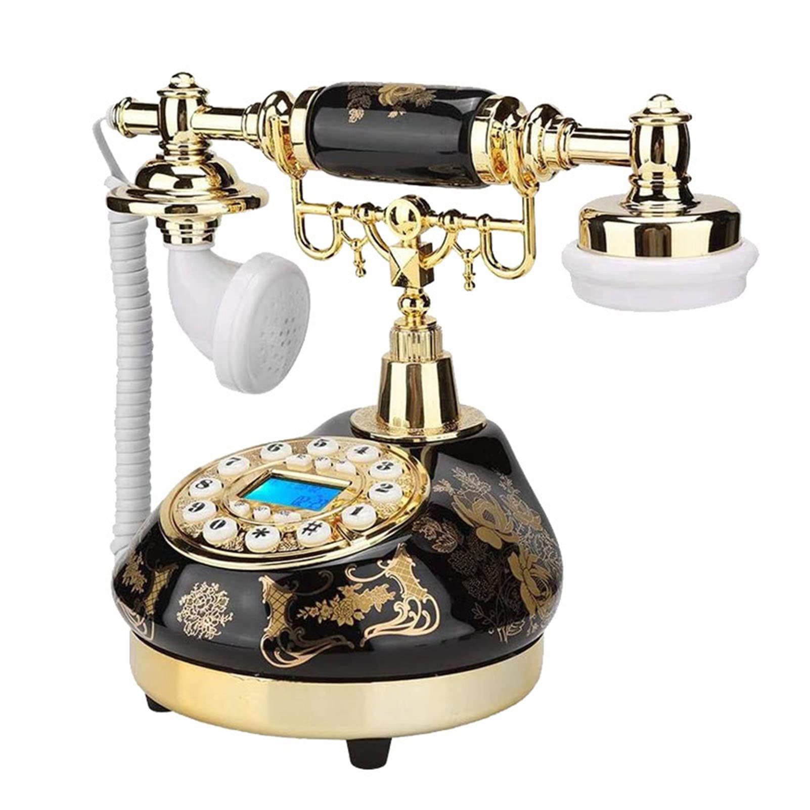 Antyczny telefon przewodowy retro telefon staromodny podświetlany telefon stacjonarny telefon domowy i biurowy