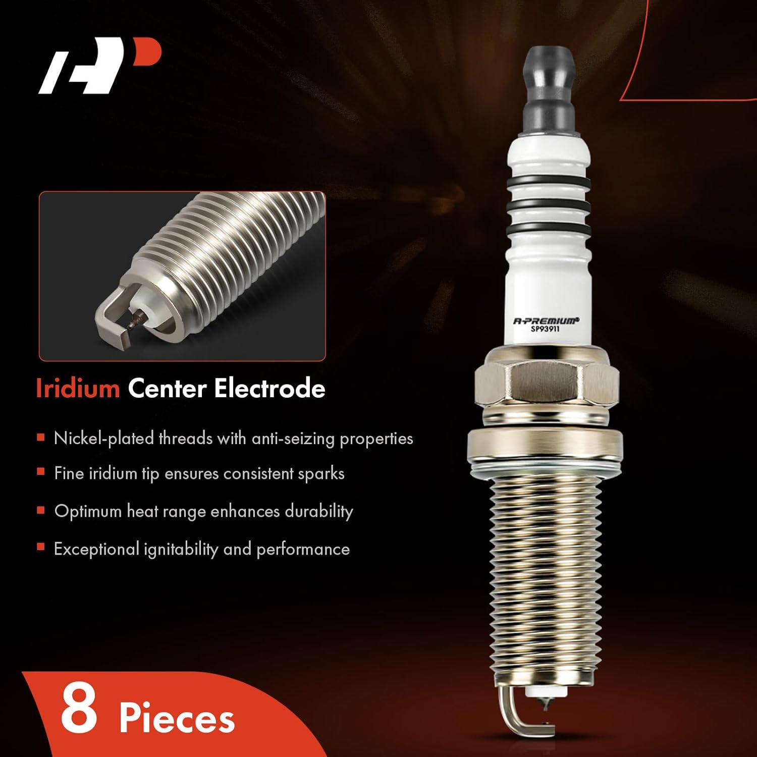 A-Premium Iridium Platinum Spark Plugs Compatible with Mercedes-Benz CL550, CLK550, CLS550, E550, GL450, GL550, G550, ML550, S450, S550, SL550, R550, 4.7L 5.5L, Pack of 8