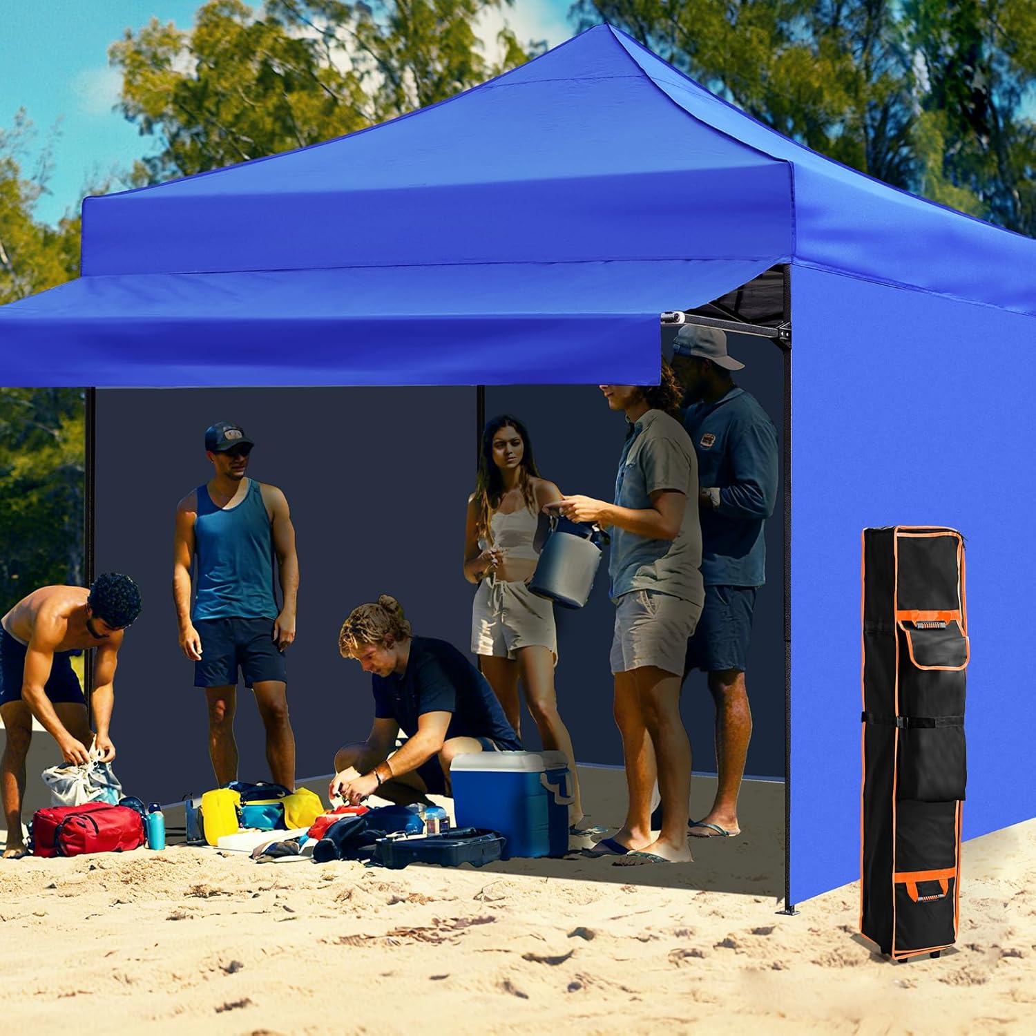 Tent Bag 10 x 10 x 63inch Canopy Bag Replacement for 10 x 10 Pop Up Canopy Tent with Roller Wheels, Handles, Portable 800D Waterproof Oxford Fabric, Durable and Waterproof