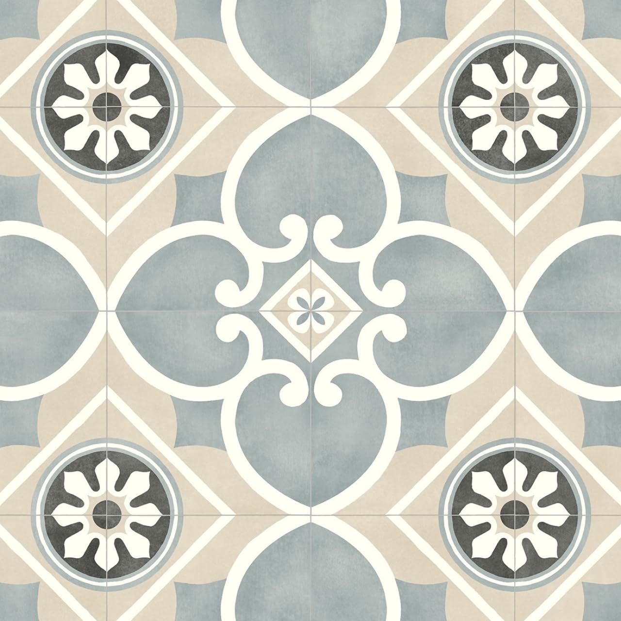 Alfombra Vinílica Cocina y Exterior ACHI Antideslizante 65x250 cm Gris/Azul