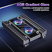 Vista 5 de Soporte de torre ajustable para computadora con ventilador enfriador y luz, soporte de PC para piso, soporte de CPU móvil con 4 ruedas giratorias