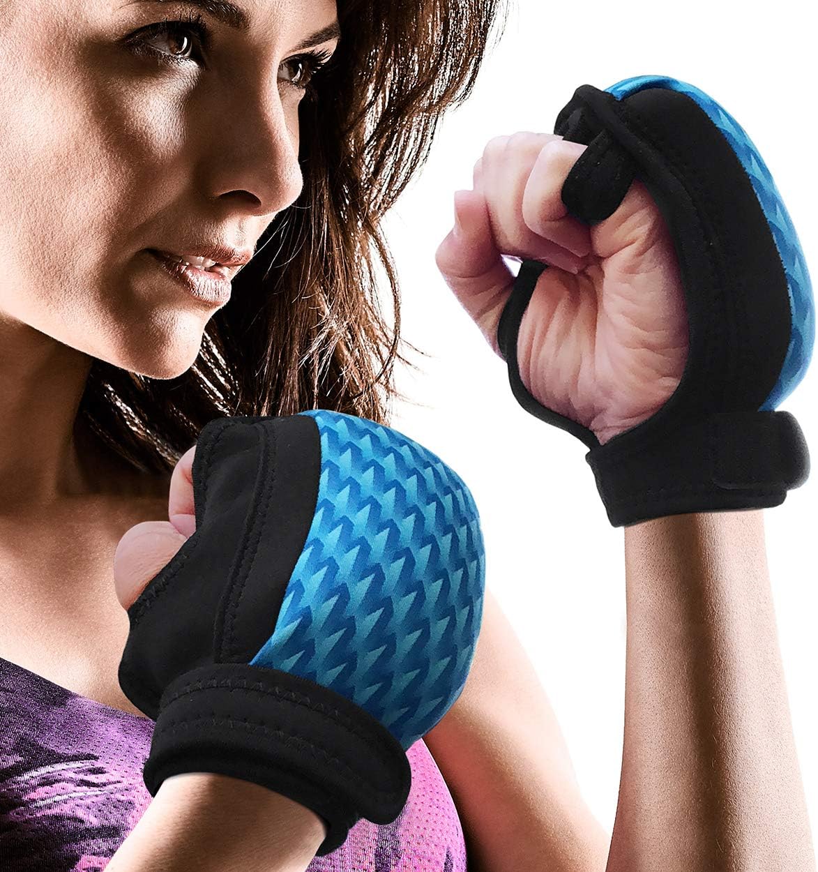 Empower Weighted Gloves for Women, Kickboxing, MMA, 4 Lb Set (2 Pounds Each Glove), Geo Blue