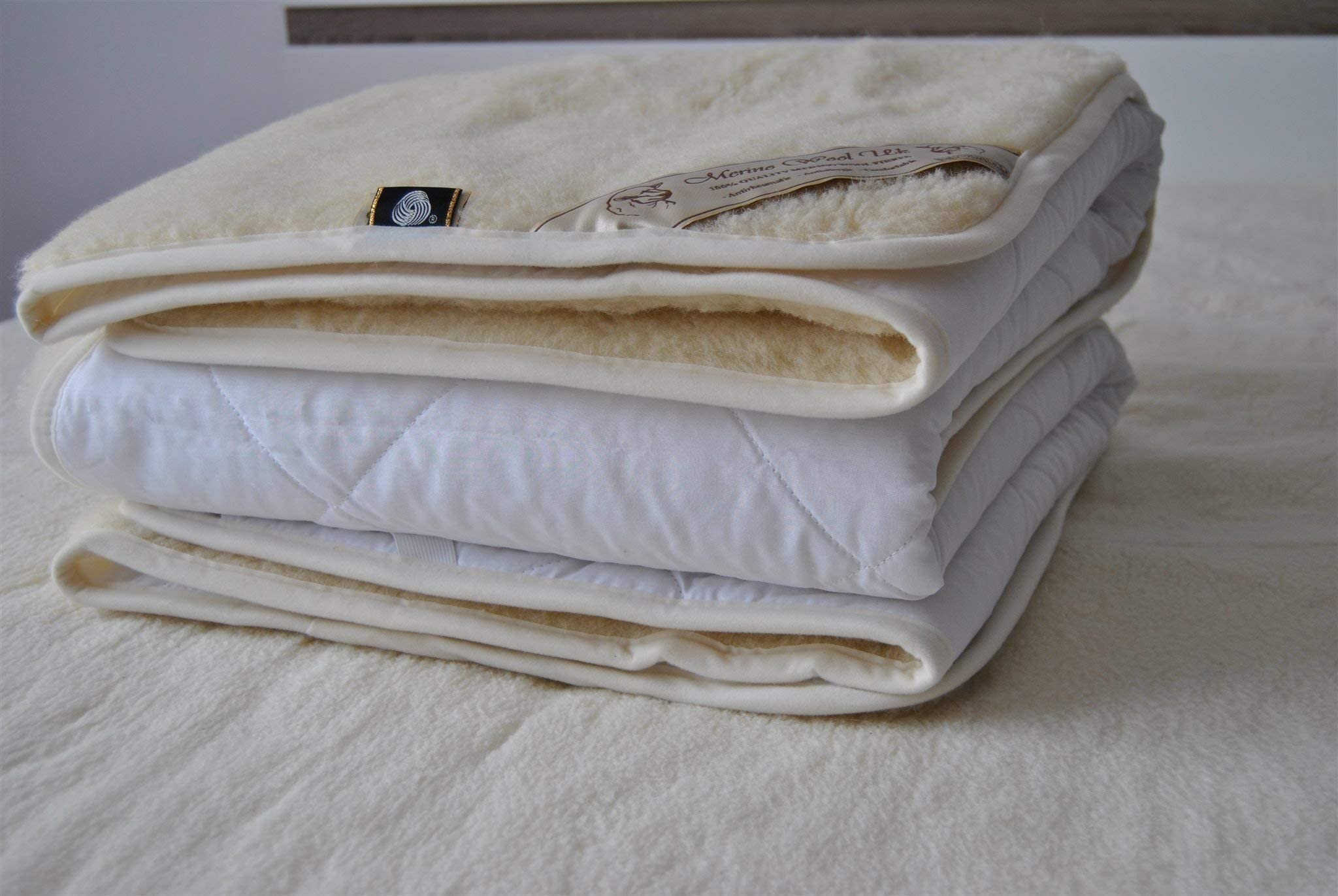Merino Wool Bedding naturalny podkład wełniany na materac merynos, wełna owcza podszyty bawełną rozmiar 140/200cm