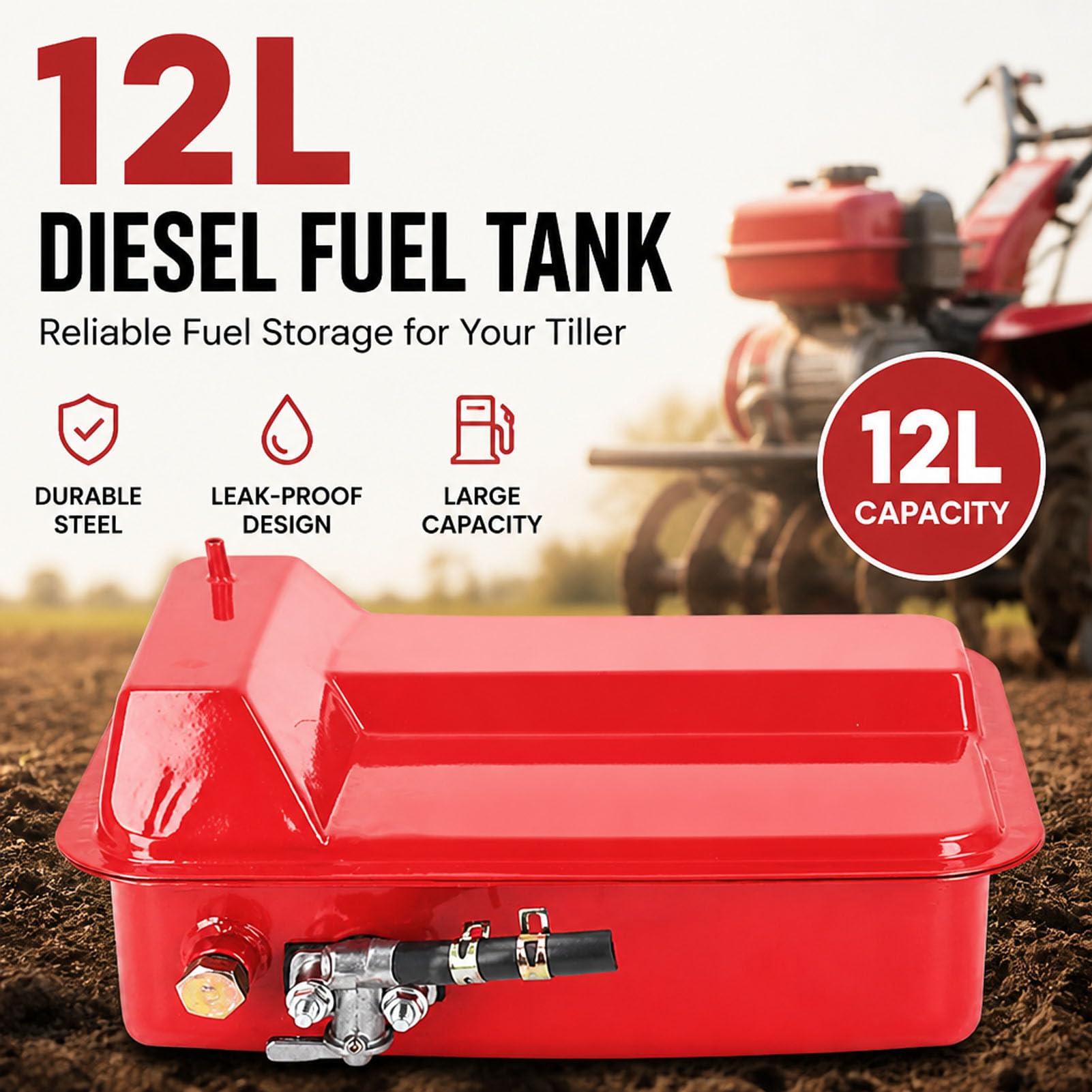 Tanque De Combustible Diesel, Conjunto De Tanque De Combustible Con Tubería De Aceite Tanque De Combustible De Motor Diesel Enfriado Por Aire Con Fácil Instalación Para Cortadoras De Césped Y Lavadora