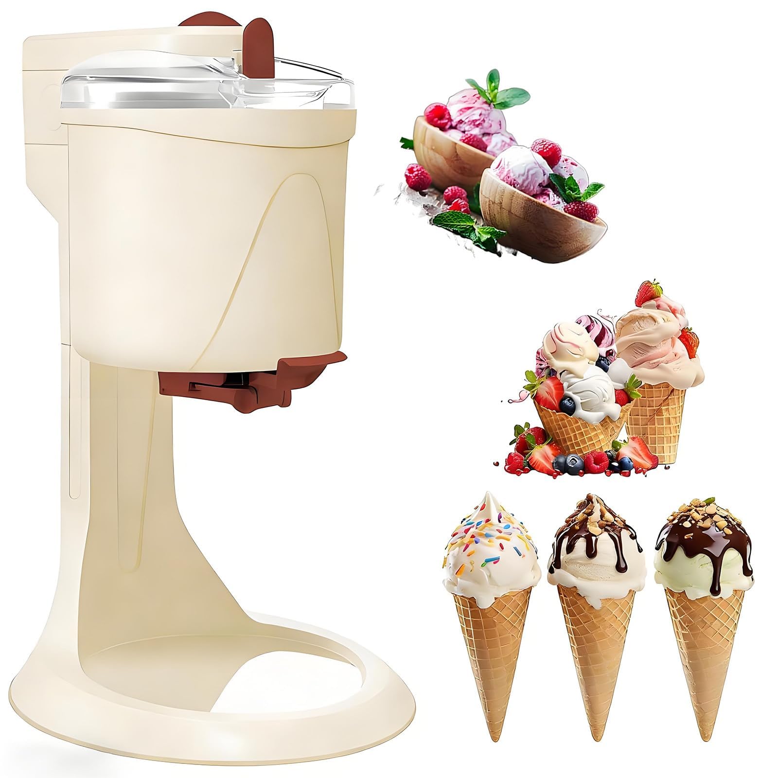 Ghygetrich Ice Cream Maker, Ice Cream Maker Machine Soft Serve Ice Cream Machine