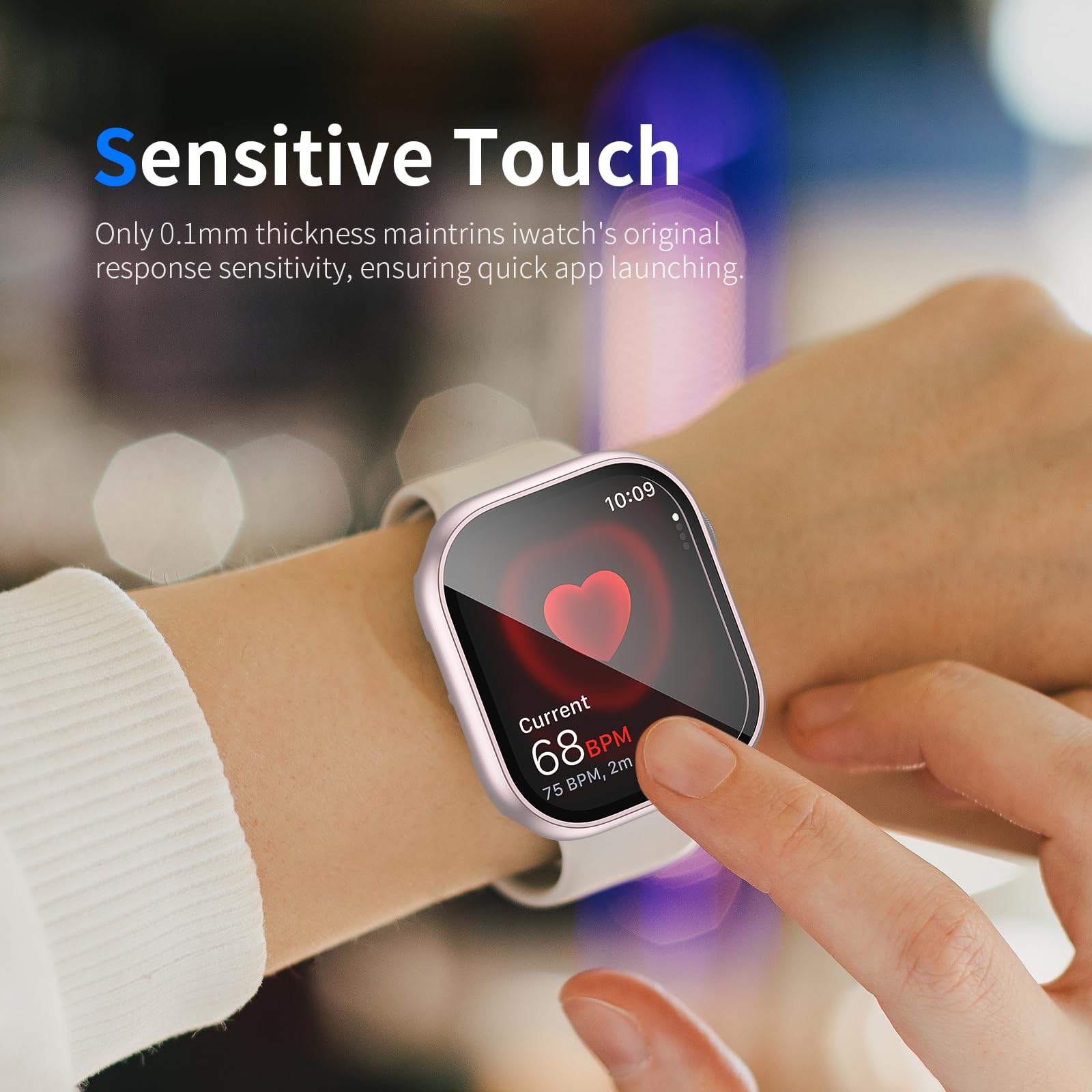 Set di 6 custodie per Apple Watch Series 3/2/1 da 42 mm, protezione per lo schermo in vetro temperato, policarbonato rigido, ultrasottile, antigraffio, protezione completa per