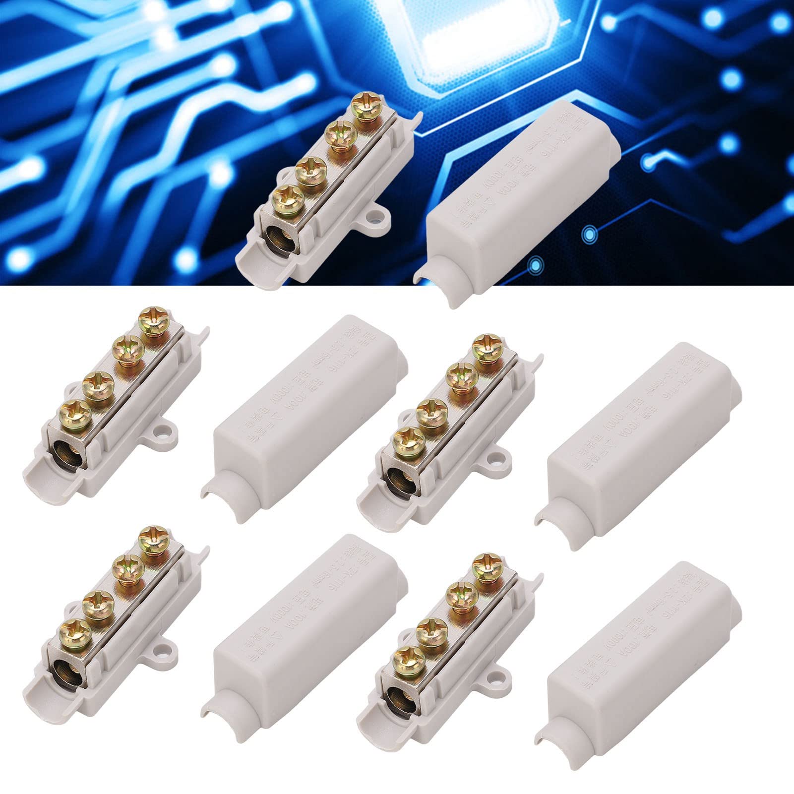 5PCS Bornier Connecteur, Connecteur En Laiton à Double Vis, Boîte De Jonction, Pour Câbles De 2,5-16, 1000V 100A, Modèle ZK-1116, Utilisation Industrielle Et Domestique
