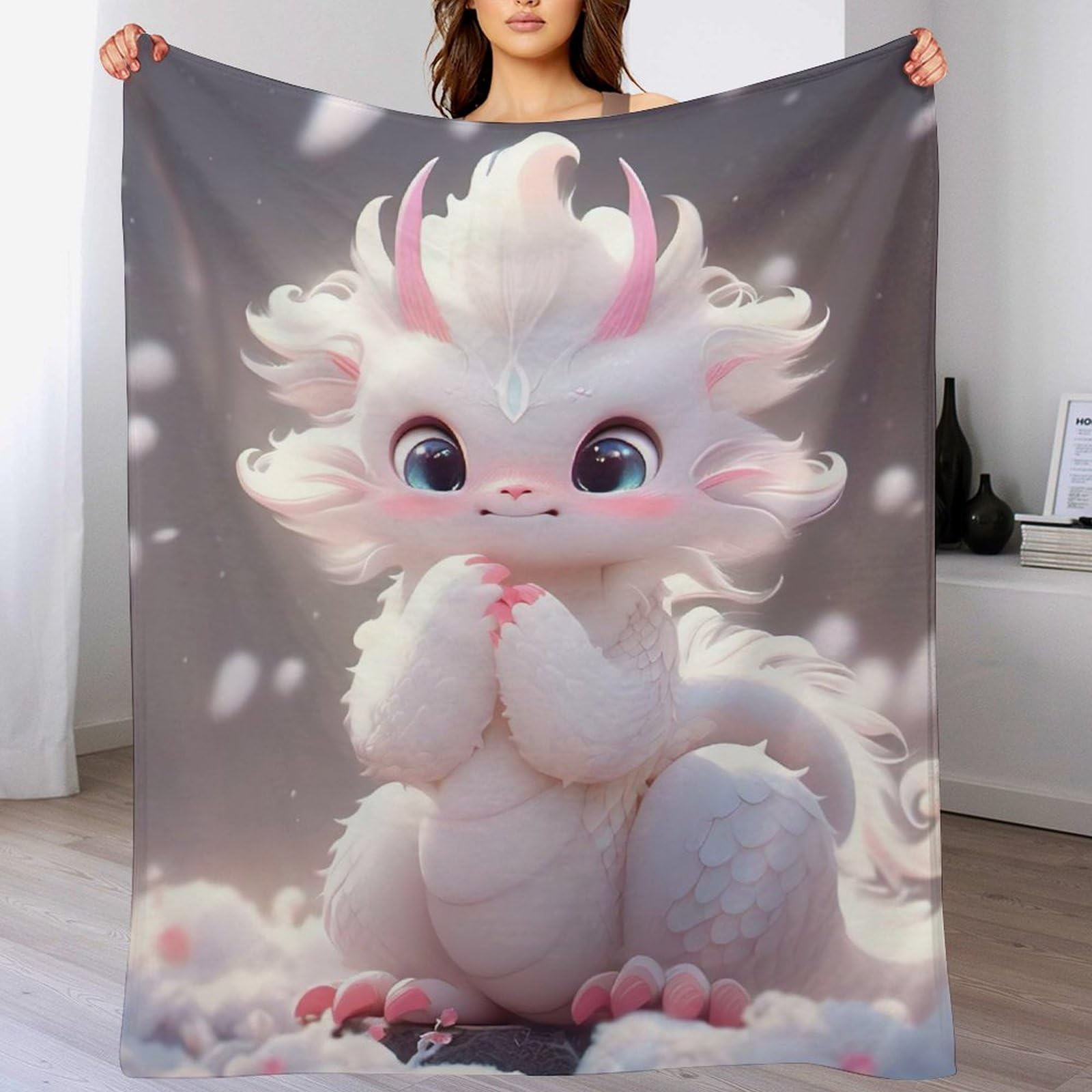 Couverture polaire cute dragon pour éliminer le froid sur votre lit ou canapé