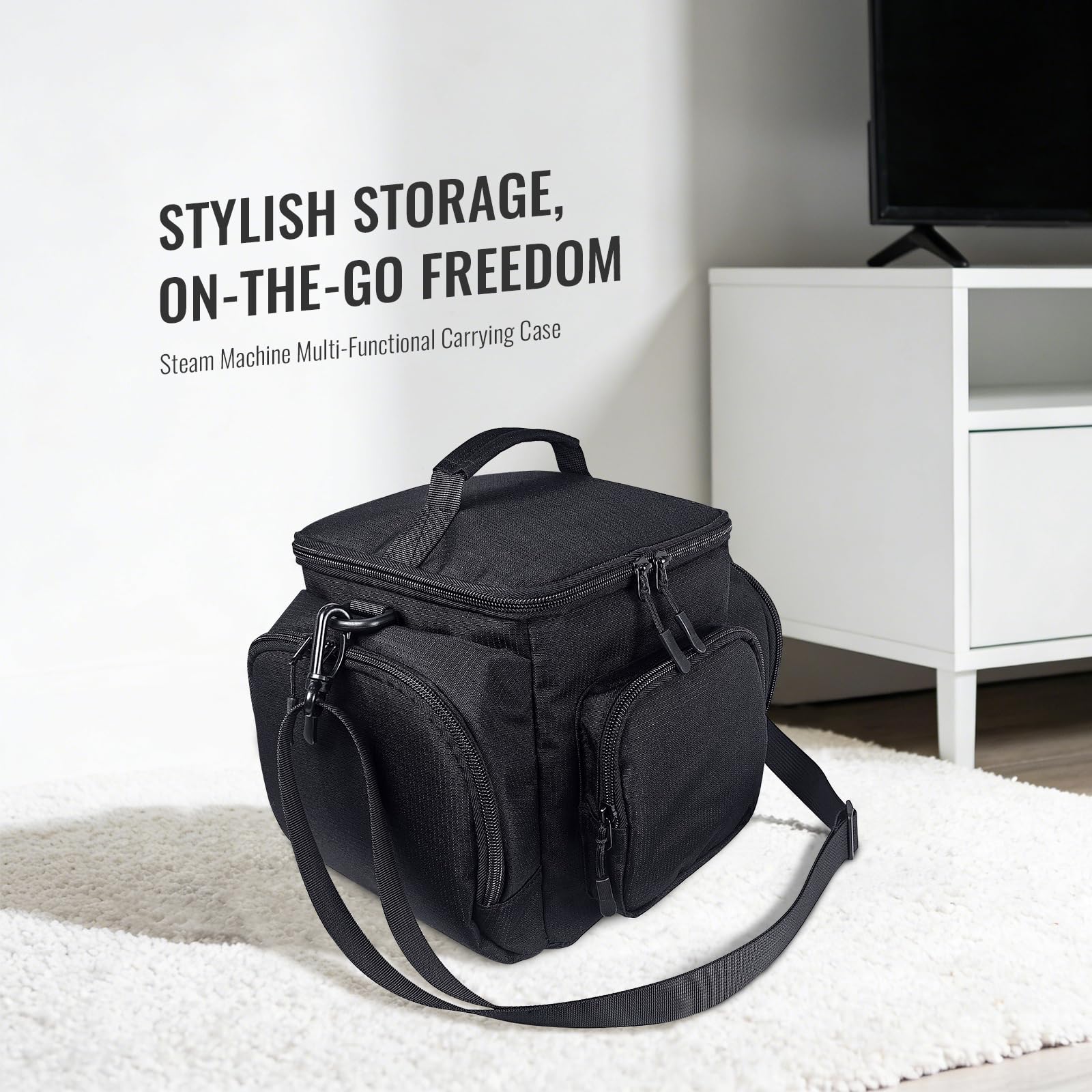 Funda de viaje para consola de máquina de vapor, bolsa de almacenamiento impermeable a prueba de golpes para cables de controlador, accesorios con asa y correa para el hombro