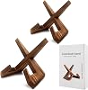 Country Rustic Cookbook Holder Pack of 2, Foldable Wooden Cookbook Stands with Gift Packing Boxes, Vintage Wooden Recipe Holder, Farmhouse Style Kitchen Cookbook Stand for CounterTop (2 in Brown)