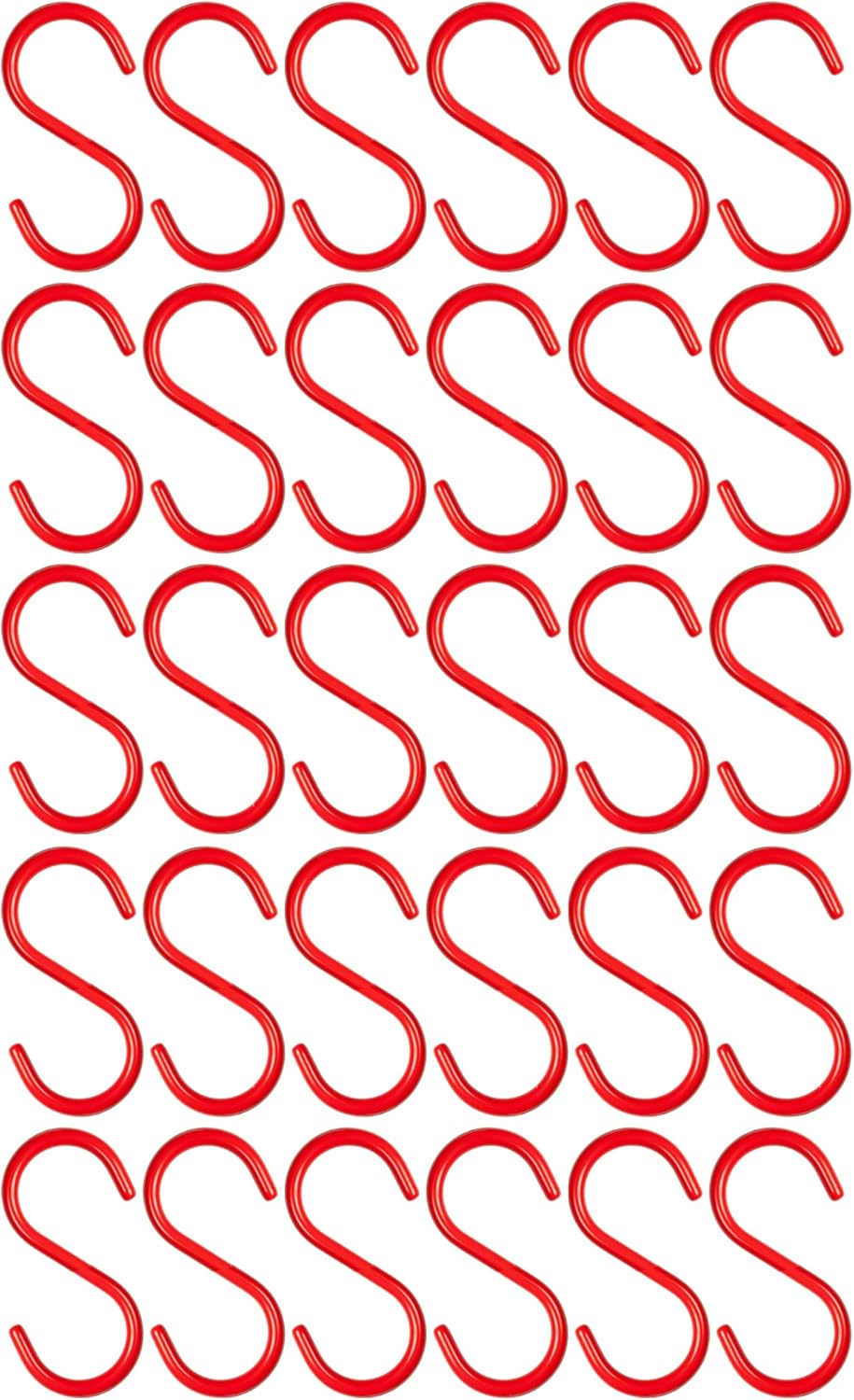 60 Pieces 3" inch Red Vinyl Coated S Shaped Hooks for Hanging Kitchen Rack