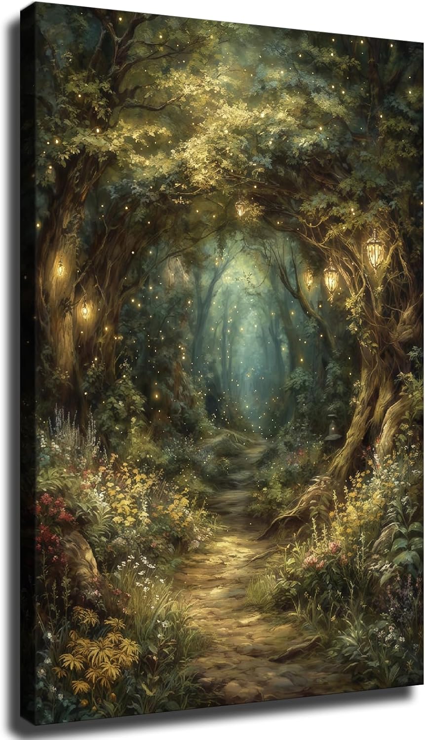Amazon.com: Enchanted Fairy Forest Path Wall Art, Magical Woodland ...