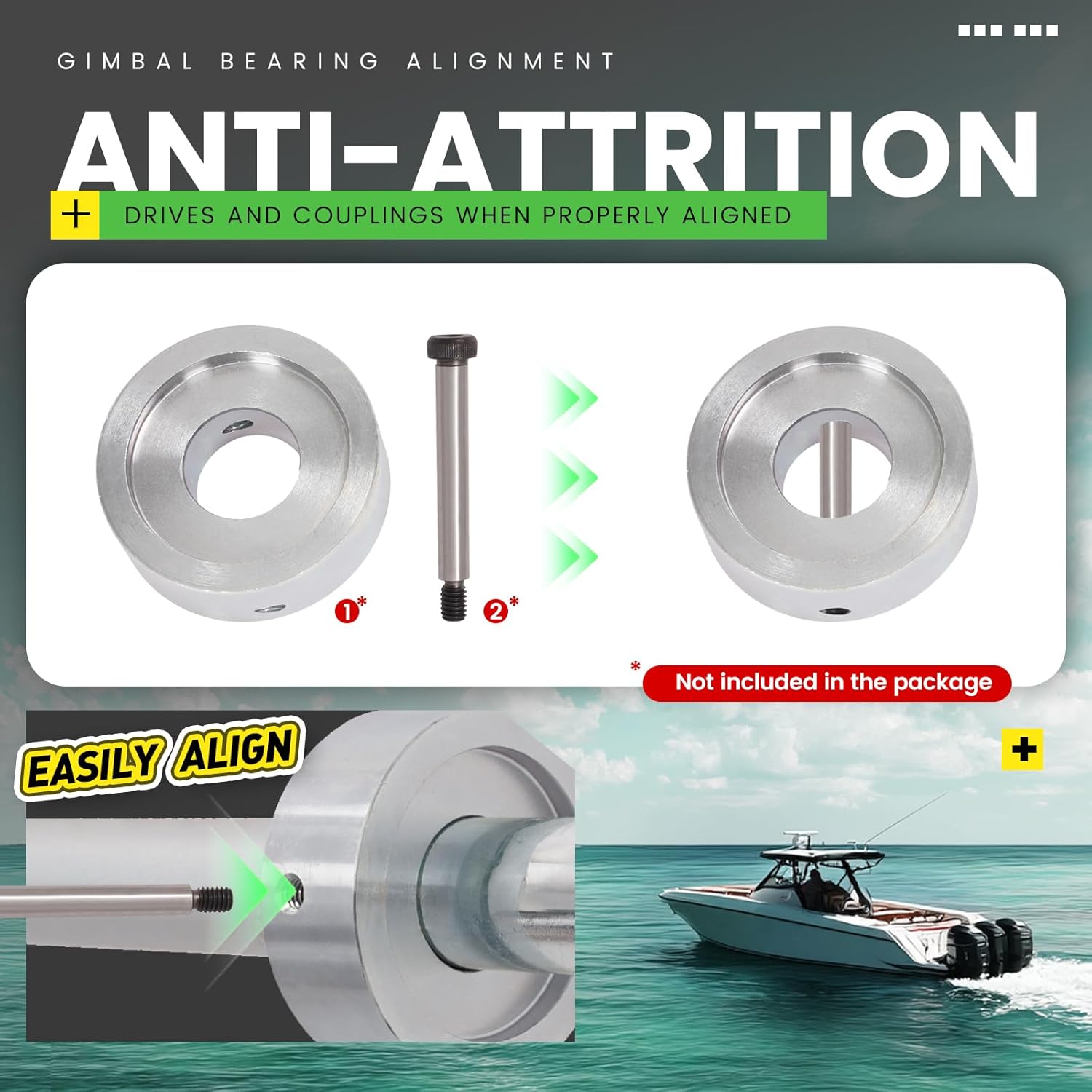 WUTIST Gimbal Bearing Alignment Tool Fit for Alpha, Mercuiser Alpha 1, Bravo, OMC, Cobra, MR Heavy Duty Outdrive Coupler Engine Alignment Bar Steel Silvery Galvanized