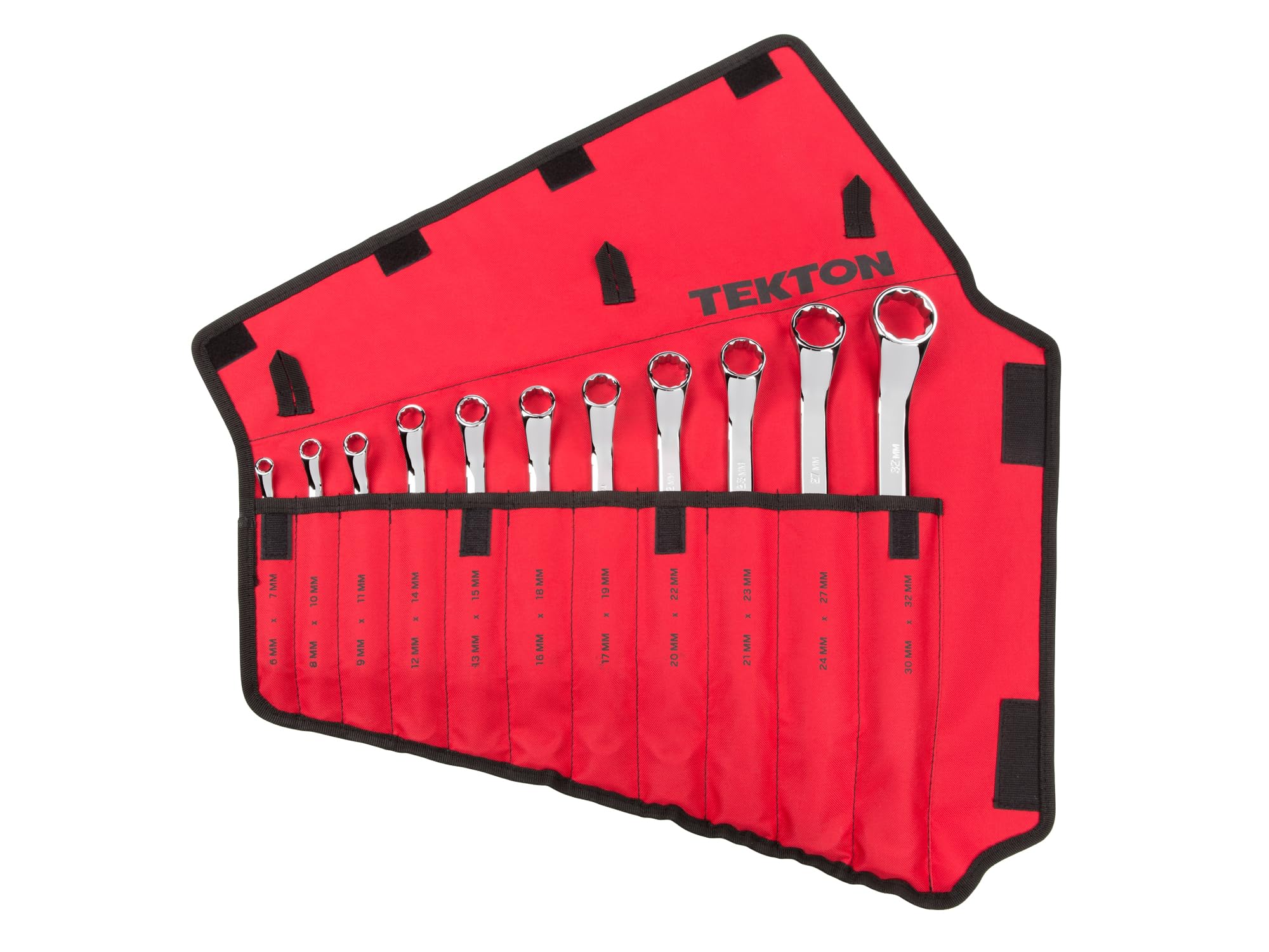 TEKTON 45-Degree Offset Box End Wrench Set with Pouch, 11-Piece (6-32 mm) | WBE24511