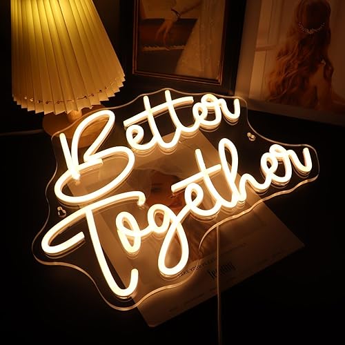 Miniatura 2 de QiaoFei Led Better Together - Letrero de neón con letras alimentadas por USB con interruptor de atenuación, luces de neón para bodas, compromisos,