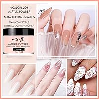 Vista 4 de Monja Polvo acrílico – 4 unidades de 1.06 oz de color profesional de uñas acrílicas para extensión de uñas acrílicas, arte de uñas 3D, polvo