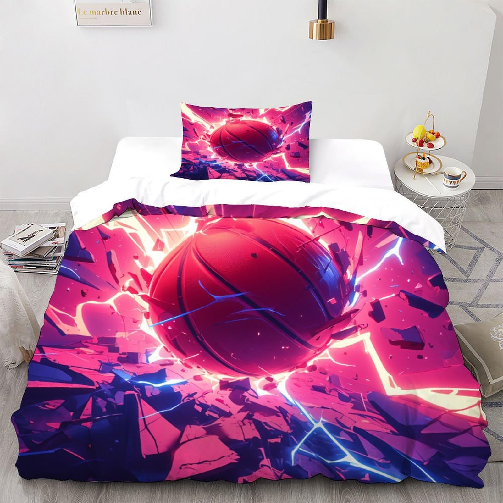 Parure de lit de basket-ball housse de couette 135x200cm avec taie d'oreiller