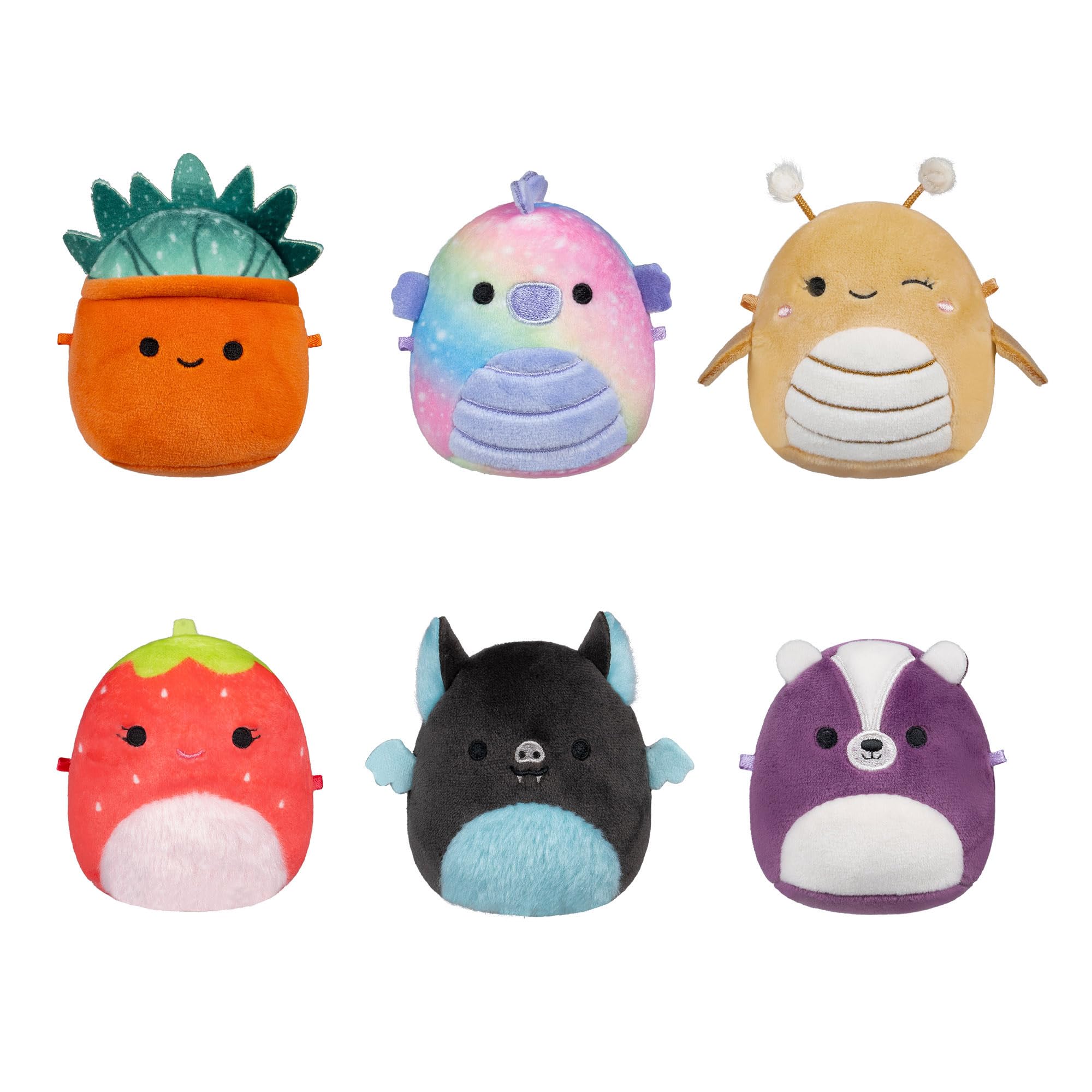 Micromallows Squishmallows Original 6-Pack -Oz the Succulent Plush, Emerald the Seahorse