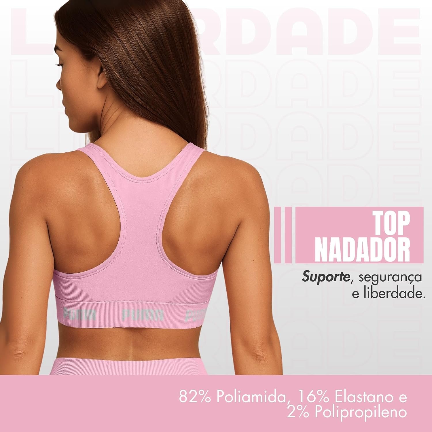 Top Academia Puma Alta Sustentação Sem Bojo Sem Costura Treino Fitness Esportivo Feminino Original. Top Academia Puma Alta Sustentação Sem Bojo Sem Costura Treino Fitness Esportivo Feminino Original.