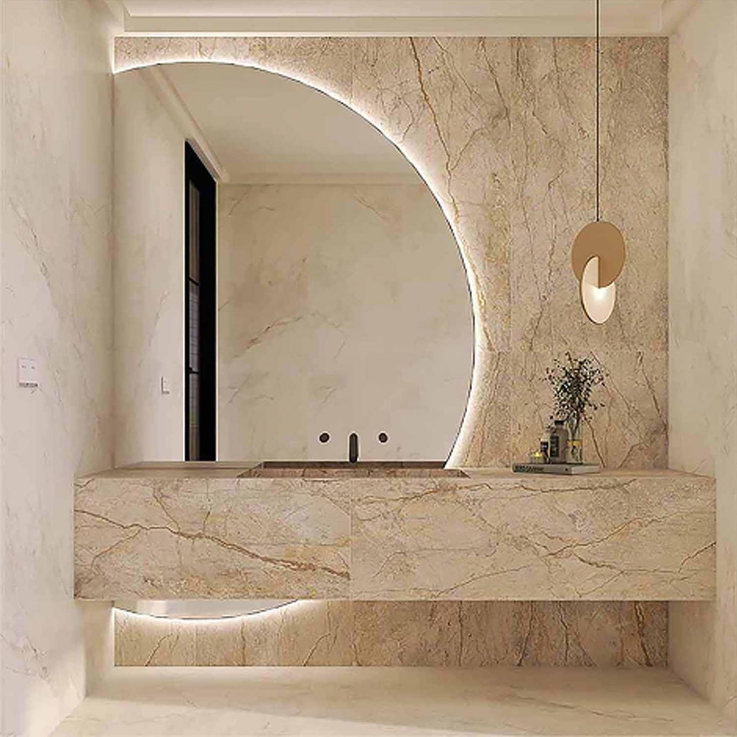 WQZzjm Dimmable LED Bathroom Mirror, 39in AntiFog FullLength Mirror with 3 Color Temperatures, Smart Touch Button, Design for Modern Bathrooms (Cut Left 51in/130cm)