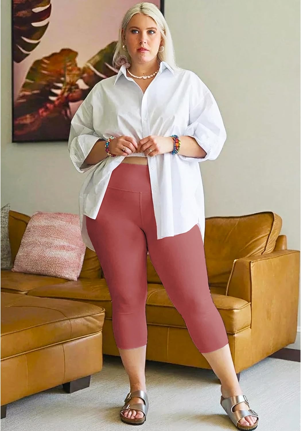 NEW YOUNG 3 Pack Plus Size Leggings for Women X-Large-4X,Capri Leggings for Women High Waisted Tummy Control Yoga Pants