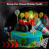 Vista 6 de MTLEE Vela con Número de Cumpleaños de Coche de Carreras Decoración de Pastel con Temática de Coche de Carreras Suministros de Cumpleaños