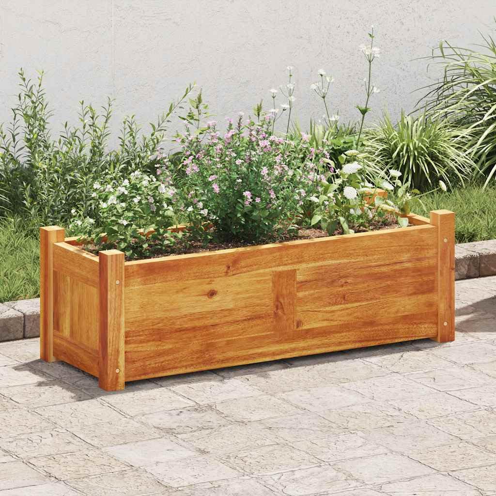 Podwyższona donica ogrodowa z drewna akacjowego olejowana 76x27,6x25 cm duża skrzynia na kwiaty warzywa zioła na balkon taras patio łatwy montaż
