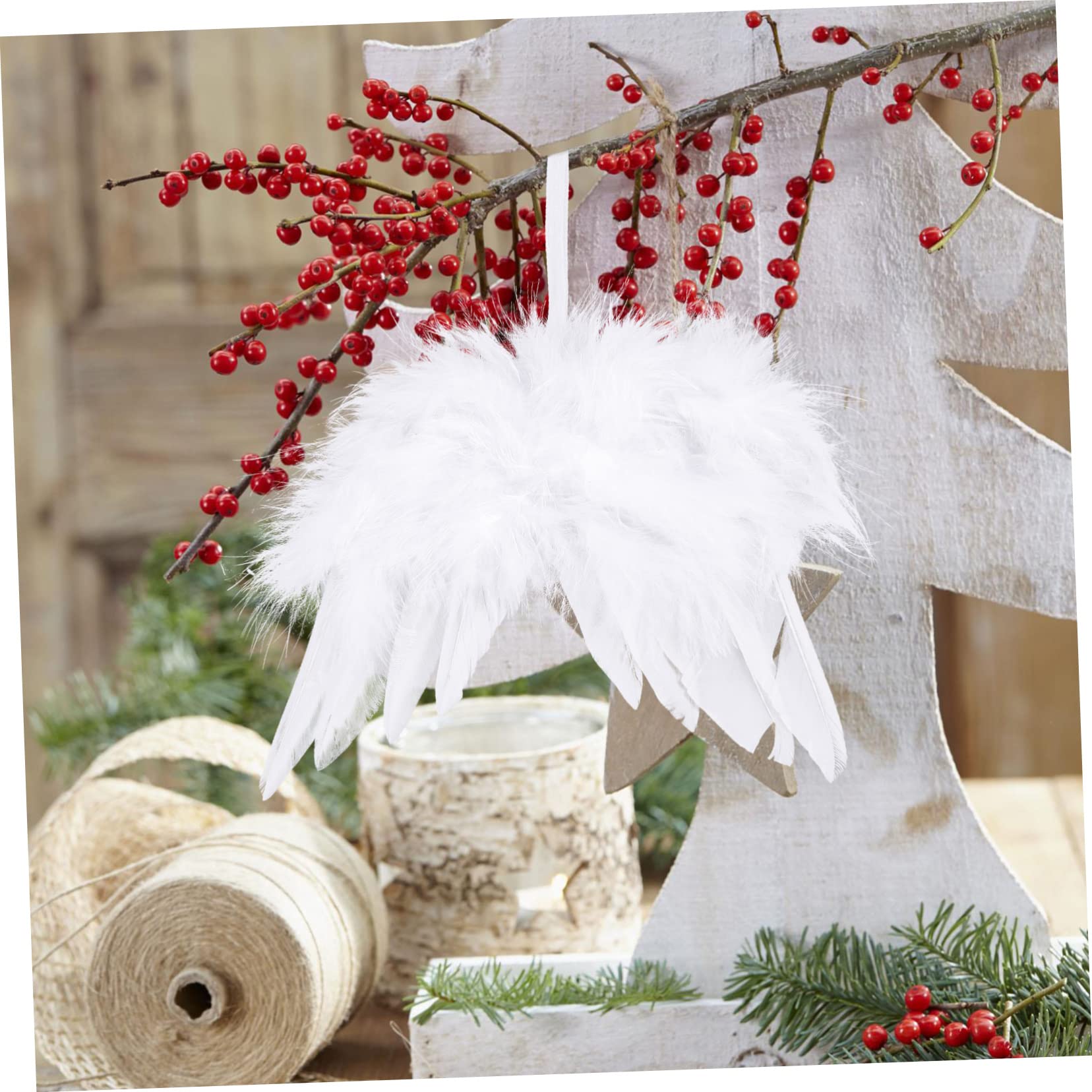 24piezas Colgante Navideño Alas Ángel Decoración Práctica Apariencia Alegre Hogar Jardín