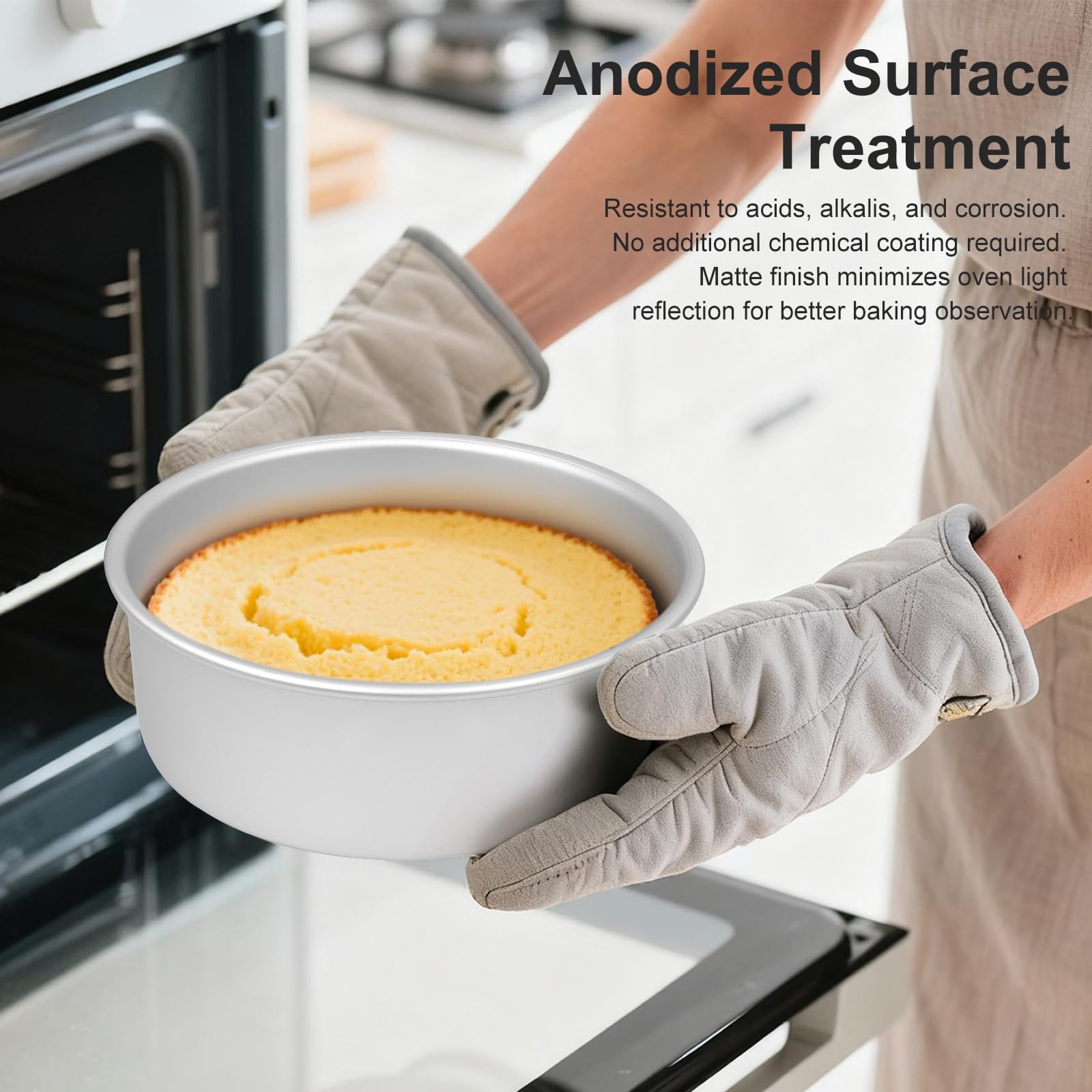 Lot de 2 Moules à gâteau ronds Ø 15 cm, moules à pâtisserie professionnelles en aluminium anodisé avec fond amovible, argenté