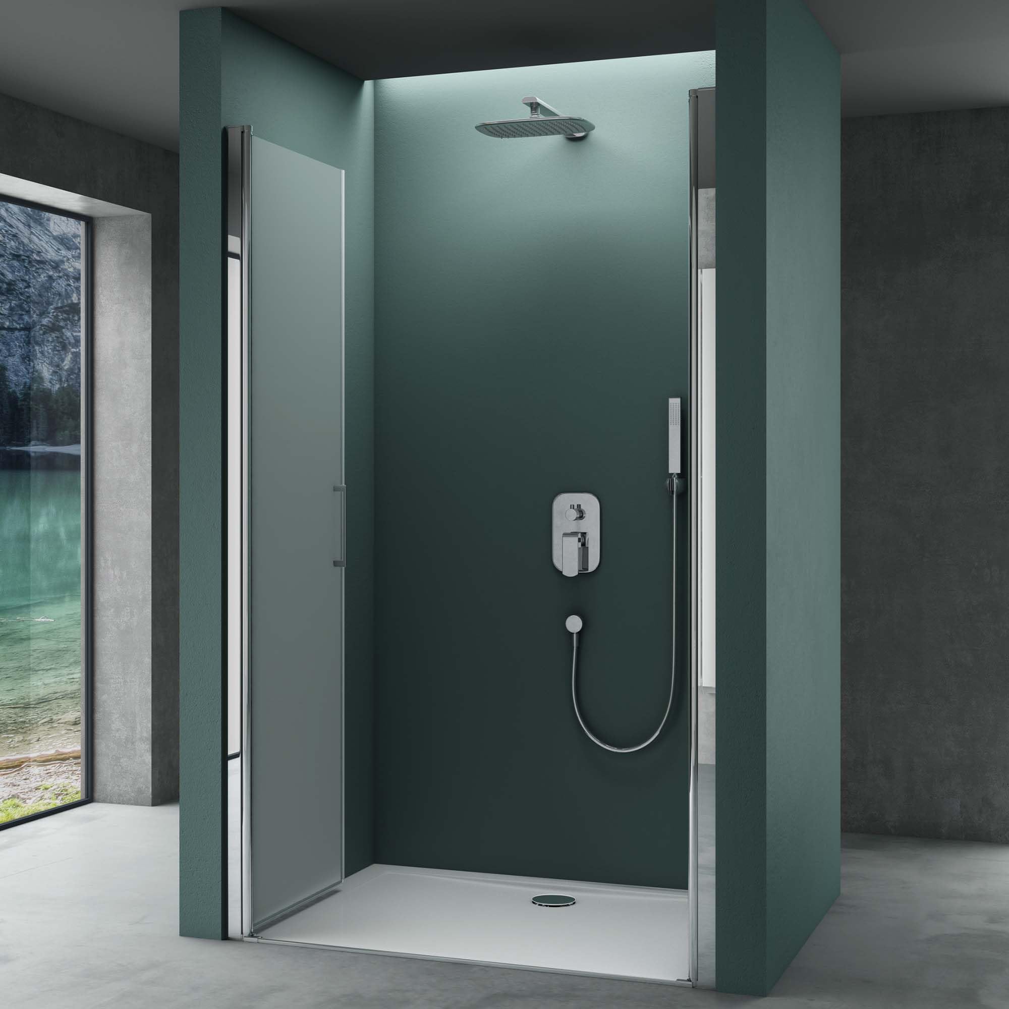 Mai & Mai Box Doccia a Nicchia 95x195cm, Porta Doppia Per Doccia a Nicchia Cabina Bagno in Vetro di Sicurezza Smerigliato 6mm con Meccanismo di Sollevamento e Abbassamento Teramo24VS