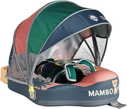Mambobaby Float Deluxe Baby Pool Float Safe & Comfortable Swim Trainer for Infants & Toddlers, Non-Inflatable Design, UV Protection Canopy, Fun Water Experience for Ages 3-24 Months