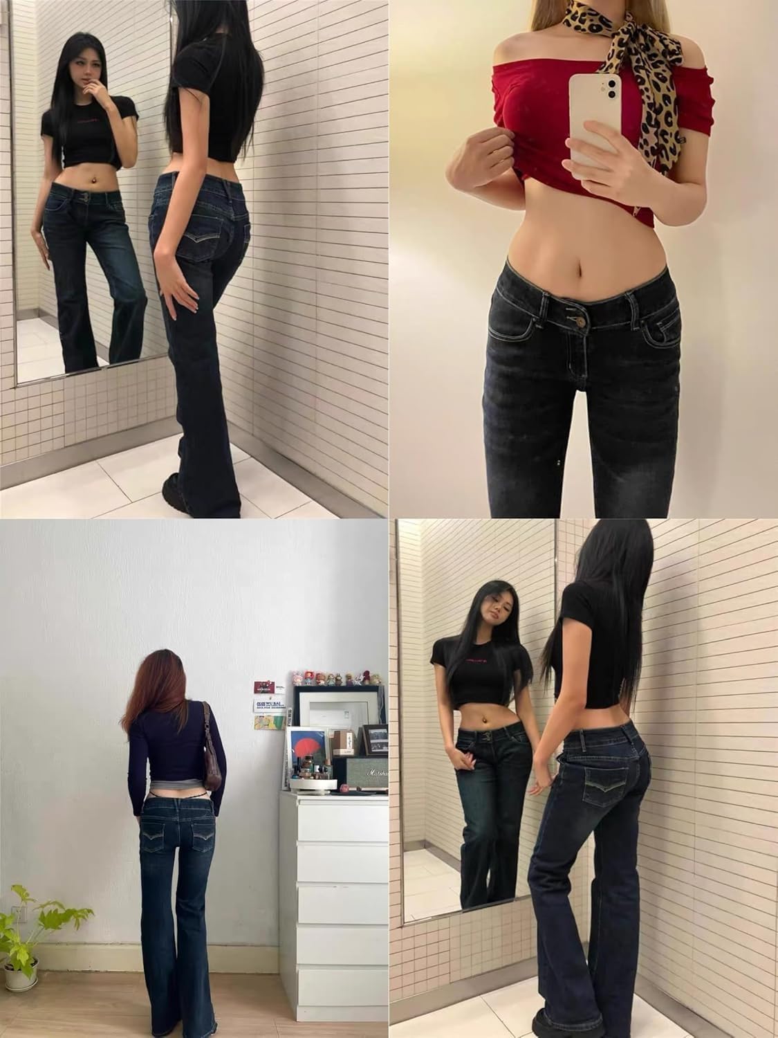 EMMIOL Women's Mid Low Rise Flare Jeans Stretchy, Y2k Boyfriend Bootcut Baggy Denim Pants - Image 5