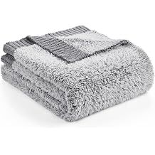 Amelie Home Knit Throw Blanket for Couch, Super Soft Fuzzy Cozy Throw, Giftable Knitted Blanket for Women Men, Birthday, Sofa Bed Living Room Decor, 50" x 60", Heather Grey