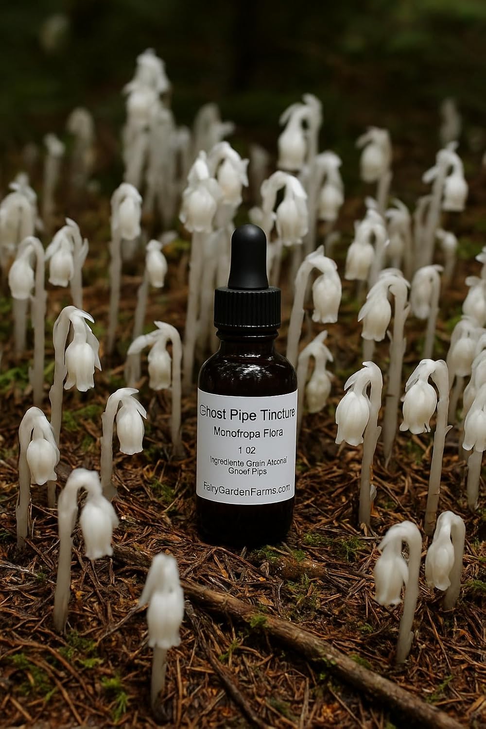 Ghost Pipe Tincture Gift Set Extra Strength Strong Monotropa Flora, 2 oz, Fairy Garden Farms in 3 Bottles(1oz and Two 1/2oz)