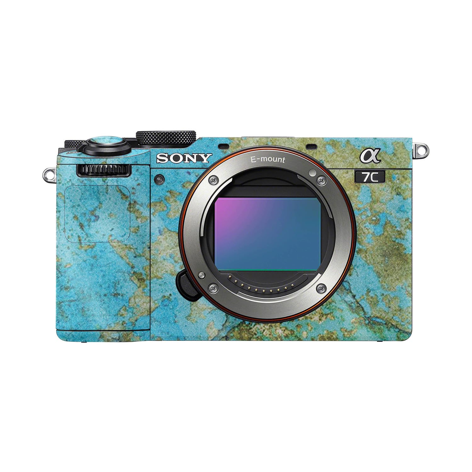 Glossy Glitter Camera Skin Compatible with Sony A7C Mark II (2023) - Teal Marble - Premium 3M Vinyl Protective Wrap Decal Cover - Easy to Apply | Crafted in the USA by MightySkins