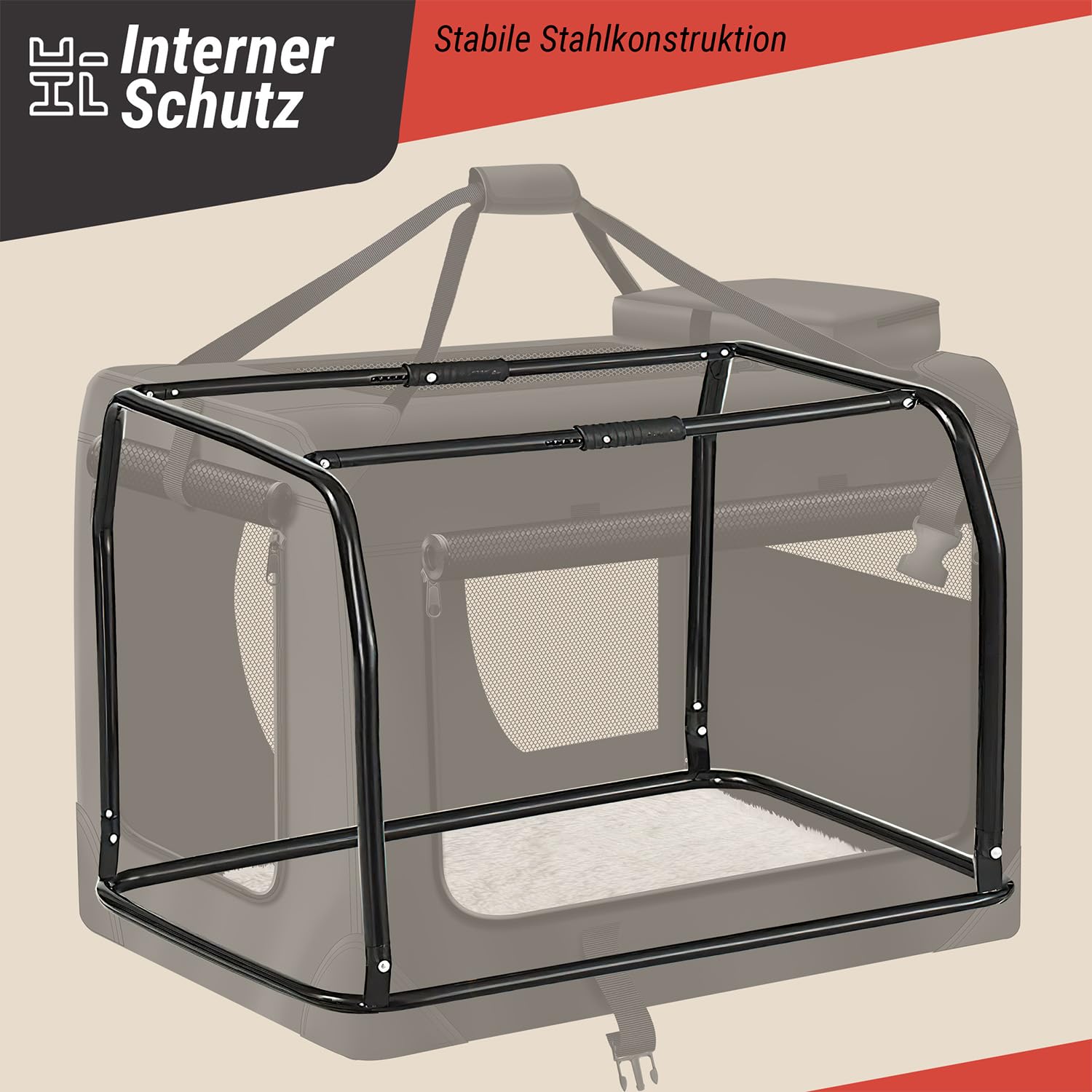 Hunde-Transportbox Tier Hundebox Transporttasche faltbar Hundetasche Haustier-Transport Atmungsaktiv & Wasserabweisend für Hunde & Katzen (M - 62x42x42 cm)