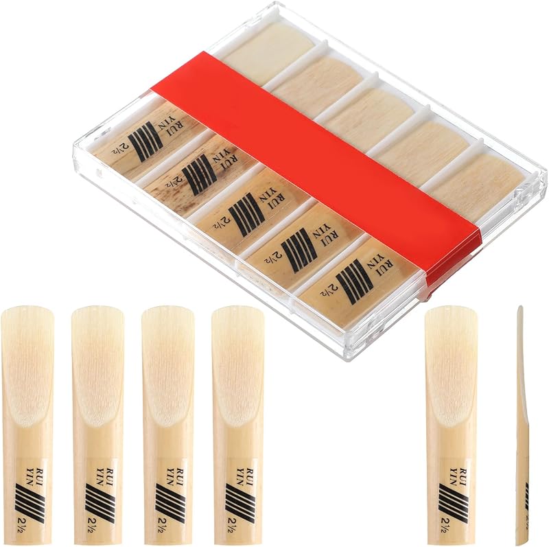 10 PCS Alto Saxophone Reeds Strength 2.5 Natural Cane Reed | for Beginner and Player, Traditional E Flat, Replacement Reeds, Unfiled Cut, Thinner Reed Tip, Easy Play, with Plastic Case