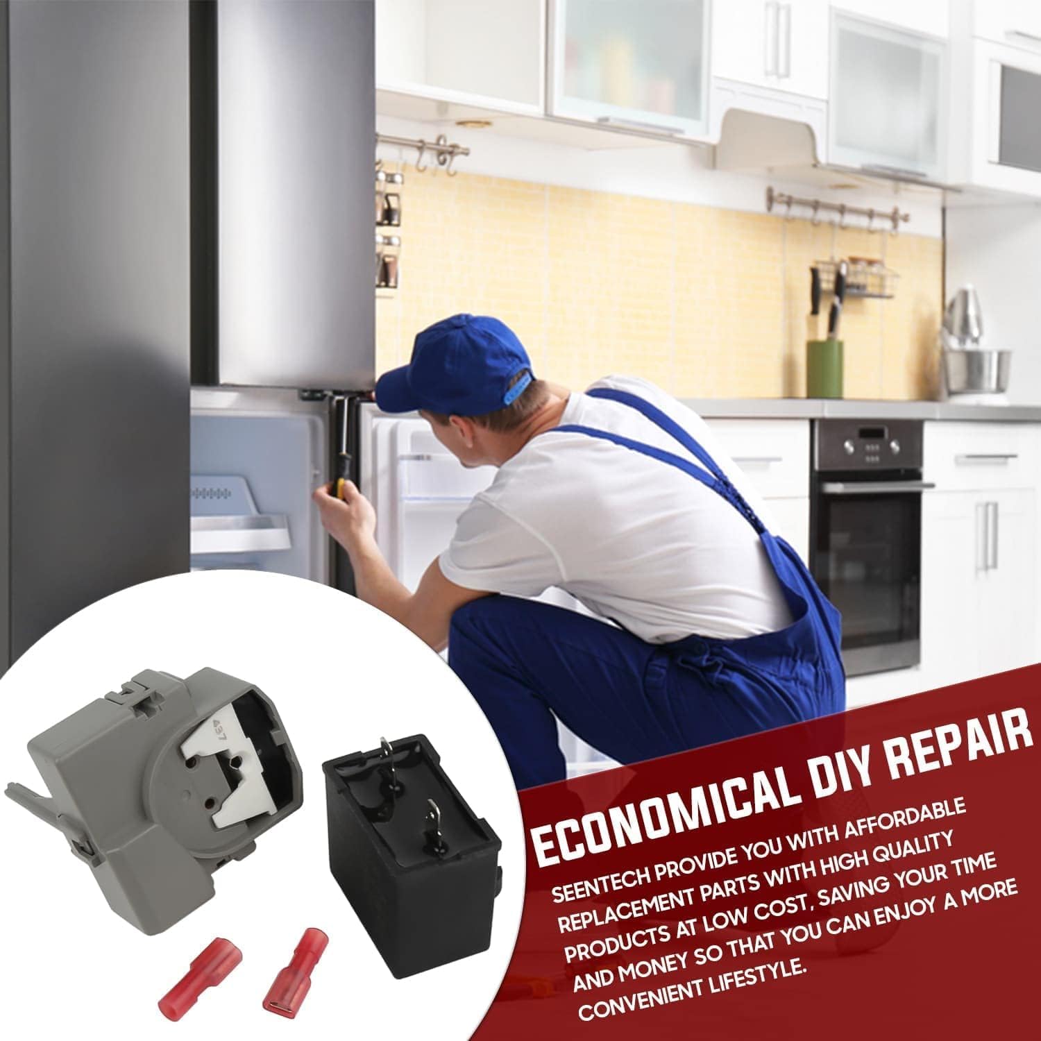 Seentech 2319792 W10197428 W10189190 TSD2 Relé de sobrecarga y arranque y condensador de funcionamiento del compresor – Compatible con refrigeradores Whirlpool Kenmore – Sustituye a: 2264017 W10662129