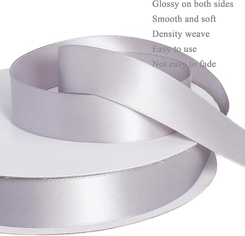 Vista 250 de Cinta de satén de poliéster de doble cara de color sólido, 1 pulgada de ancho, 100 yardas de largo, perfecta para bodas, envoltura de regalos, Oro