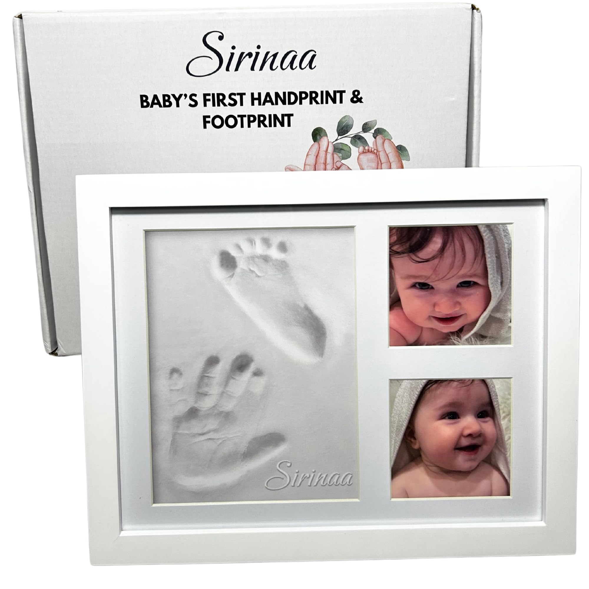 Kit de huellas de manos y huellas de bebé, marco de recuerdo, regalos de registro y baby shower, marco de fotos de guardería recién nacido, artículos esenciales para recién nacidos, regalo