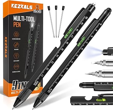 KEZKALS Gifts for Men, 2pack-9 in 1 Multi Tool Pen Set