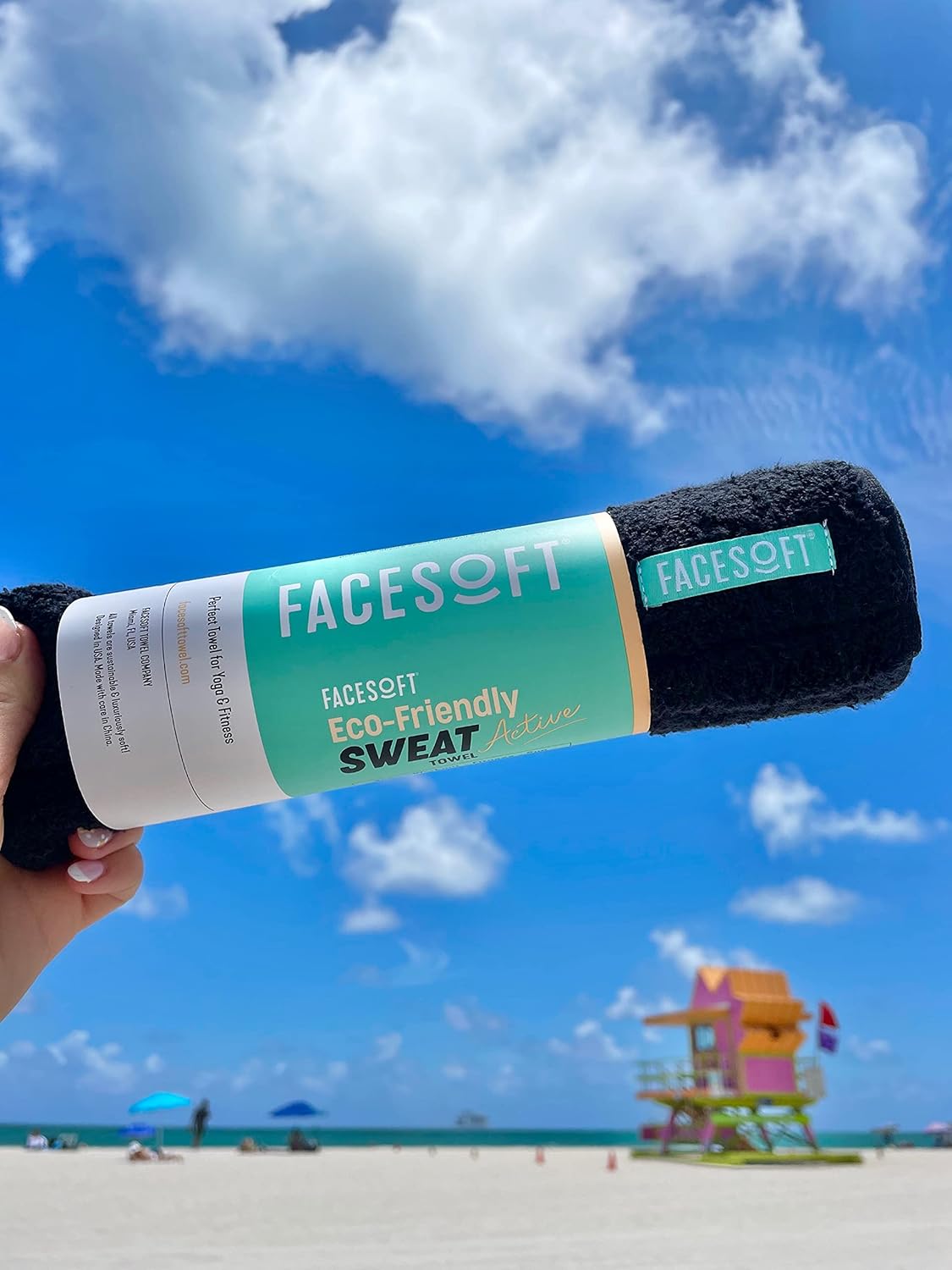 FaceSoft Sweat Towel - Super Soft and Absorbent - Black - Eco-Friendly 100% Cotton 38x10 inches : Sports & Outdoors